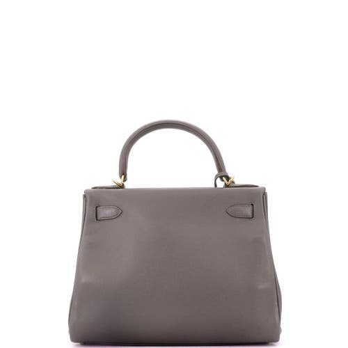 Pre-owned Hermes Hermes Kelly Handbag Grey Evercolor With Gold Hardware 28 In Gray