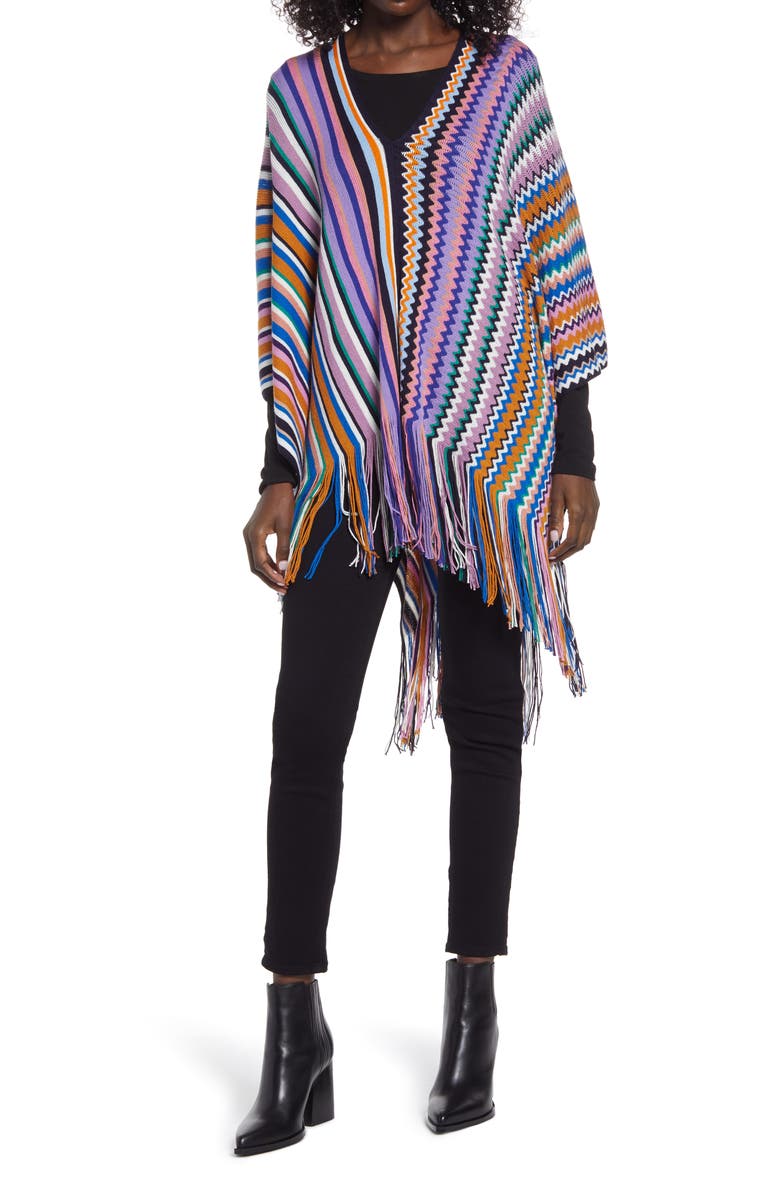 Missoni Zigzag & Stripe Wool Blend Poncho, Main, color,