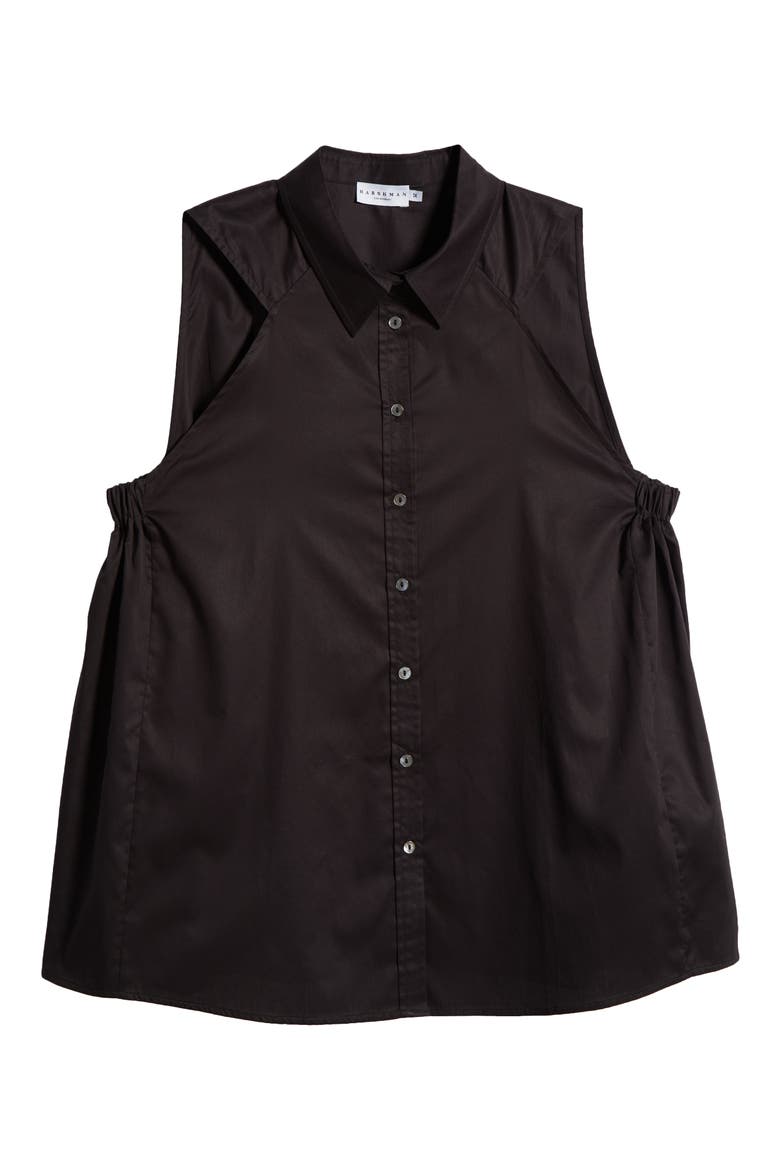 Ziva Sleeveless Button-Up Shirt, Alternate, color, BLACK
