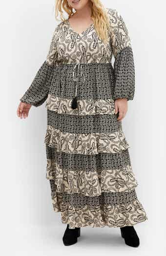 Clementine Mixed Print Long Sleeve Maxi Dress