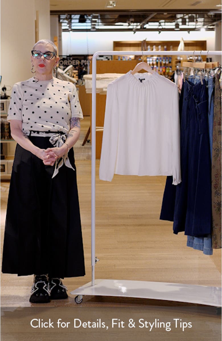 Gathered Neck Long Sleeve Silk Shirt, sales video thumbnail