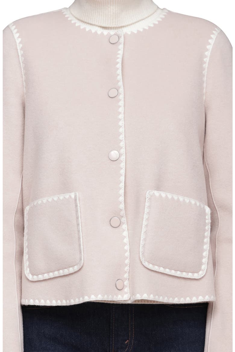 Contrast Stitch Collarless Jacket, Alternate, color, CREAM