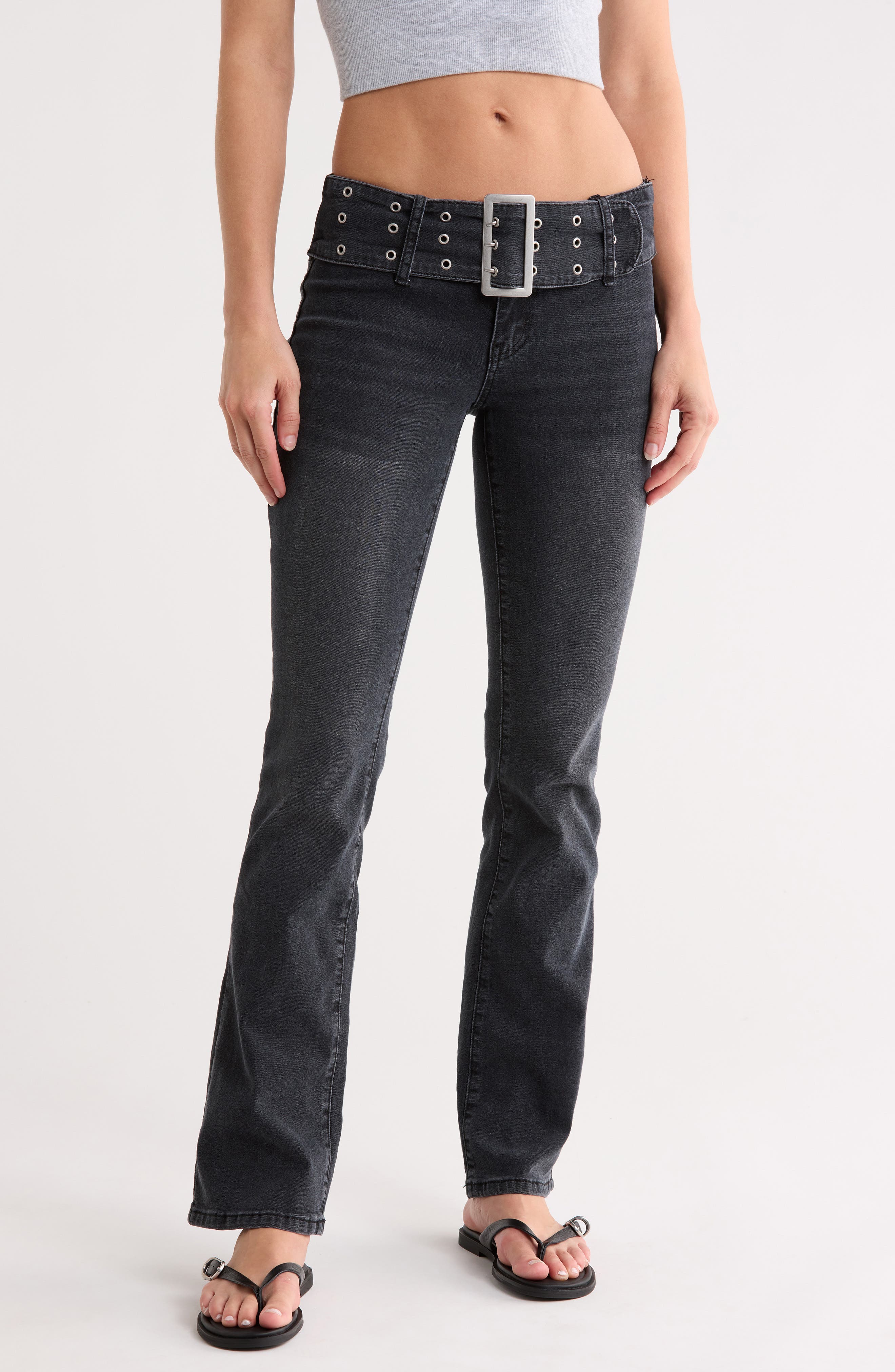 Madden Girl Belted Bootcut Jeans