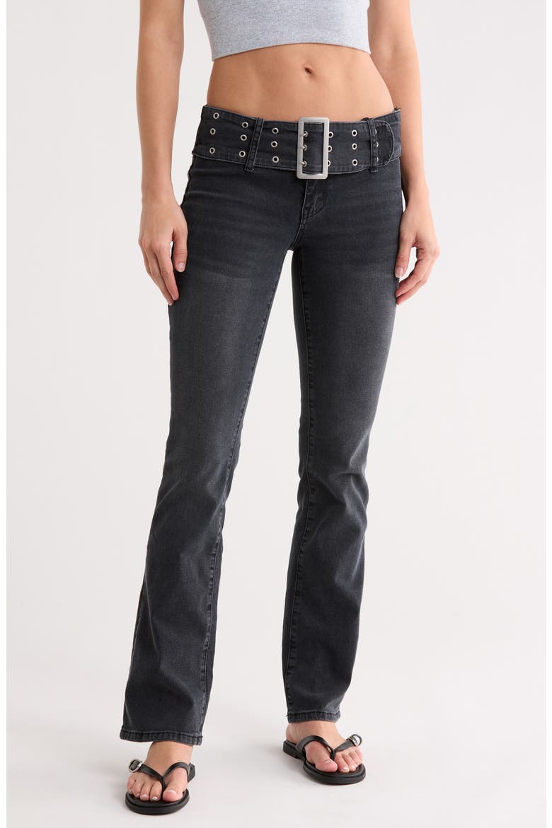Belted Bootcut Jeans, Main, color, WASHED BLACK