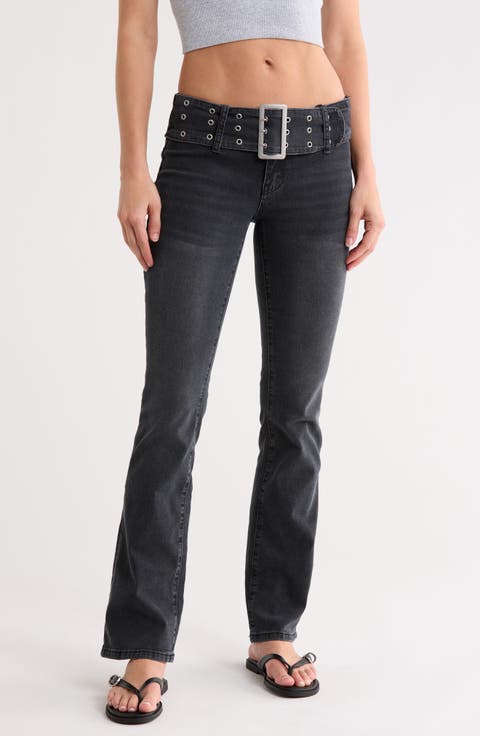 Belted Bootcut Jeans