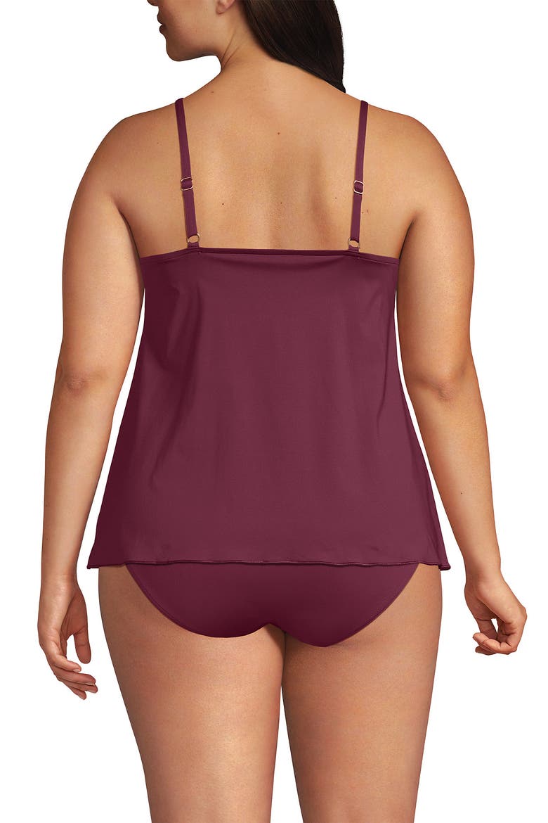 Tulip Hem Tankini Top, Alternate, color, Burgundy Spritz