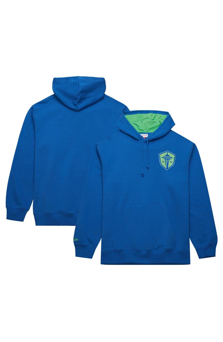 Mitchell & Ness Men's Mitchell & Ness Blue Seattle Sounders FC Crest Fleece Pullover Hoodie, Alternate, color, Blue