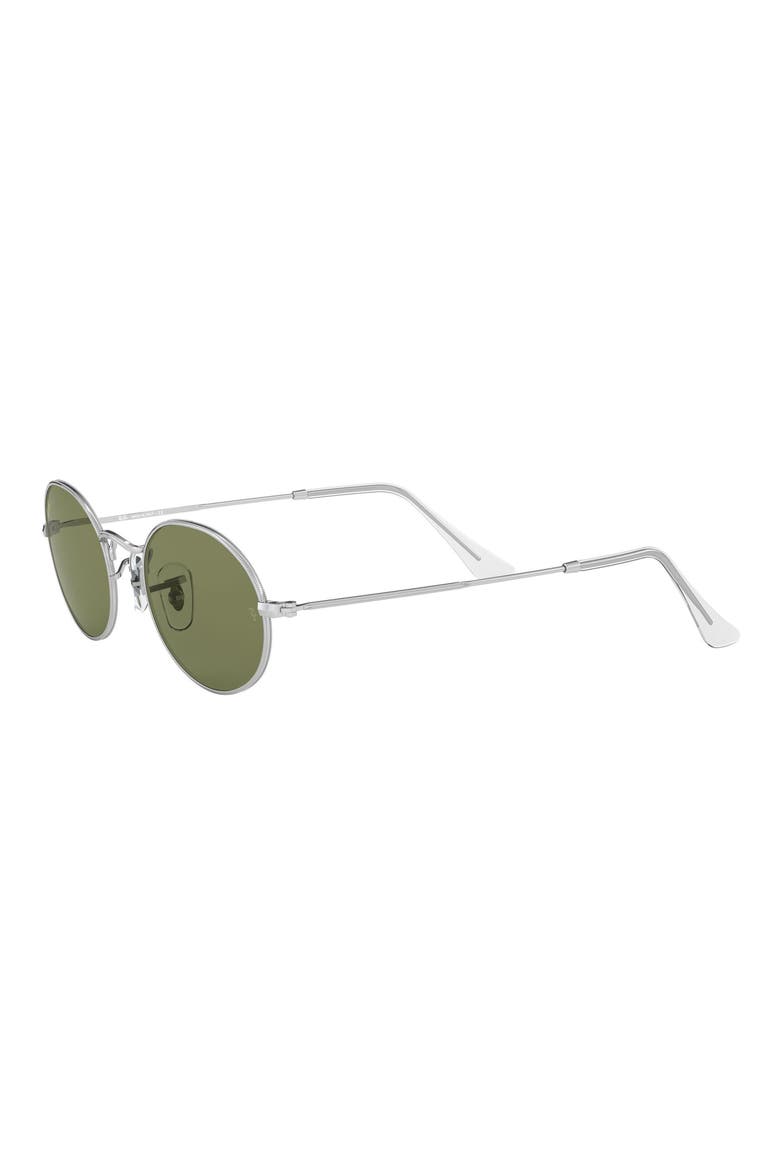 Oval 51mm Sunglasses, Alternate, color, SILVER / BOTTLE GREEN