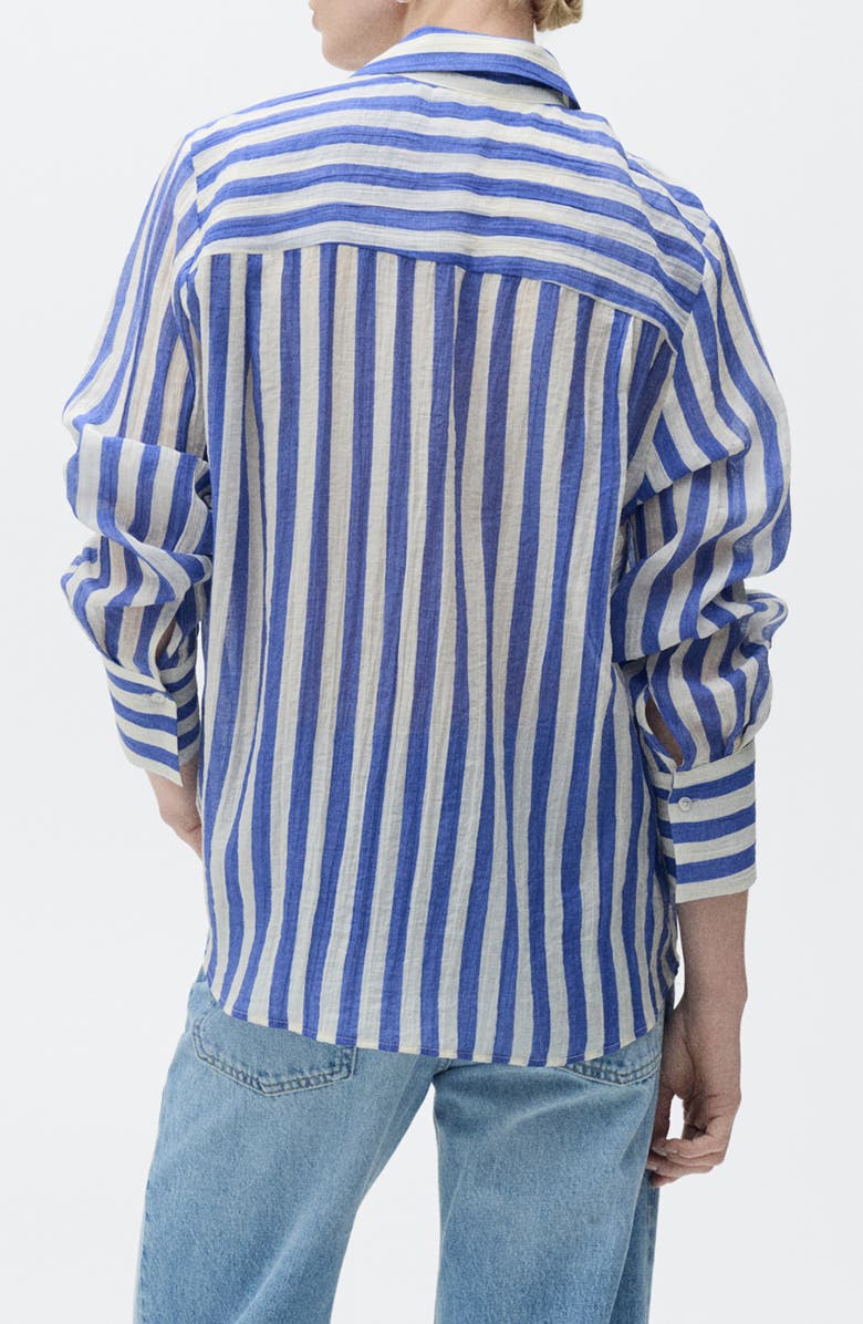 MANGO Stripe Lyocell Blend Button-Up Shirt, Alternate, color, 