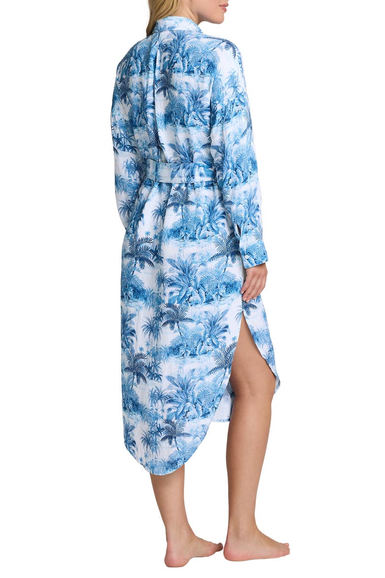 St. Lucia Toile Long Sleeve Shirtdress, Alternate, color, INDIGO TIDE