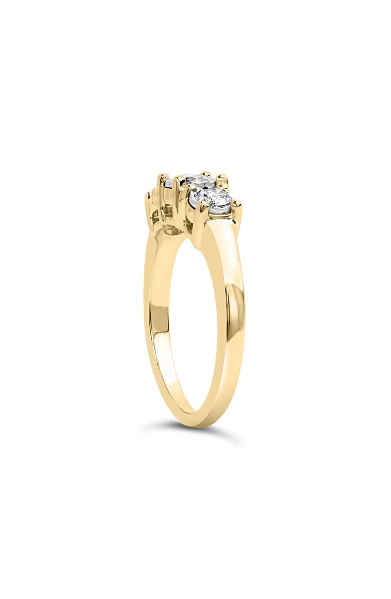 Haus of Brilliance 10K Gold 1/2 Cttw Round Diamond Three Stone Illusion Plate Ring, Alternate, color, Yellow Gold