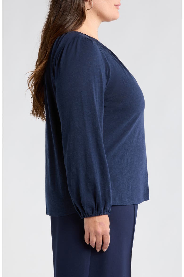 Gathered Neck Top, Alternate, color, NAVY BLAZER