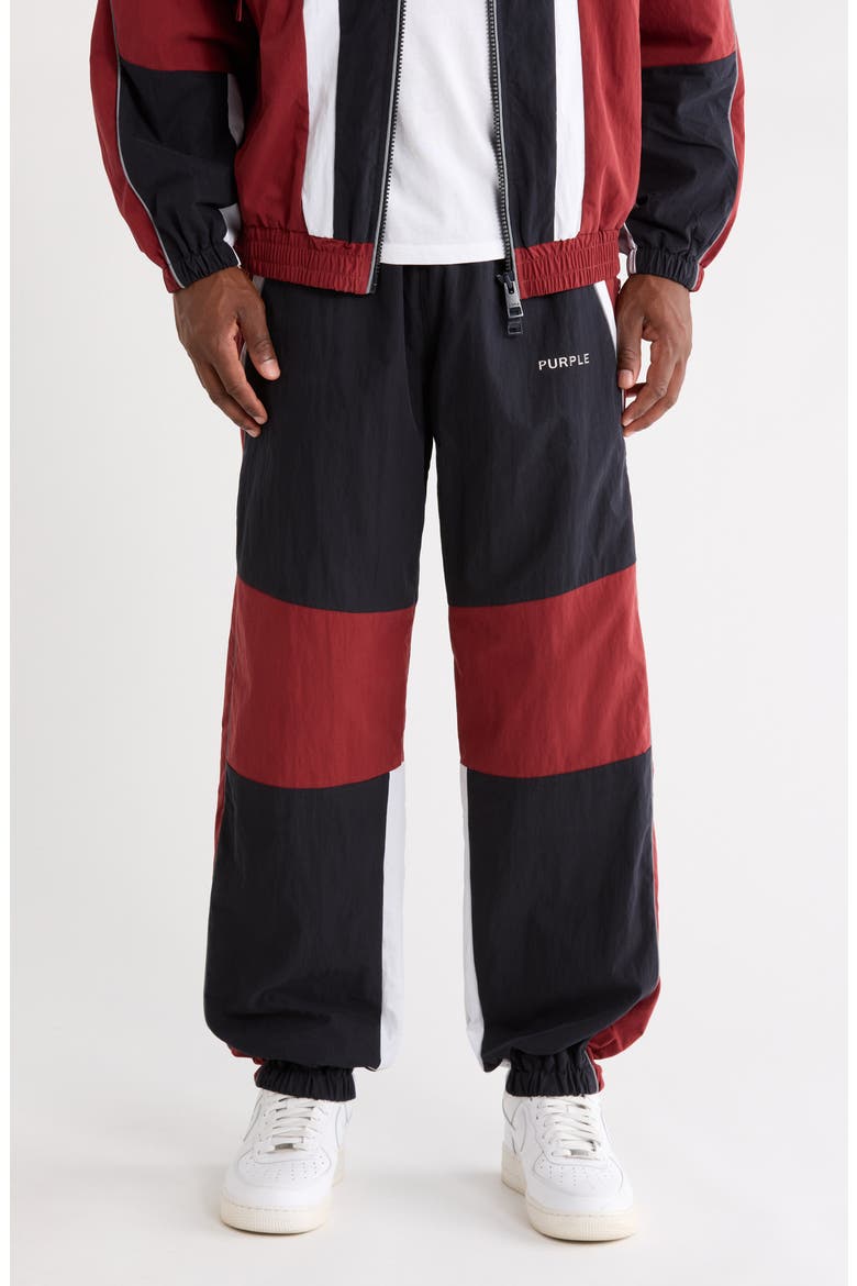 Colorblock Cotton Blend Poplin Track Pants, Main, color, BLACK