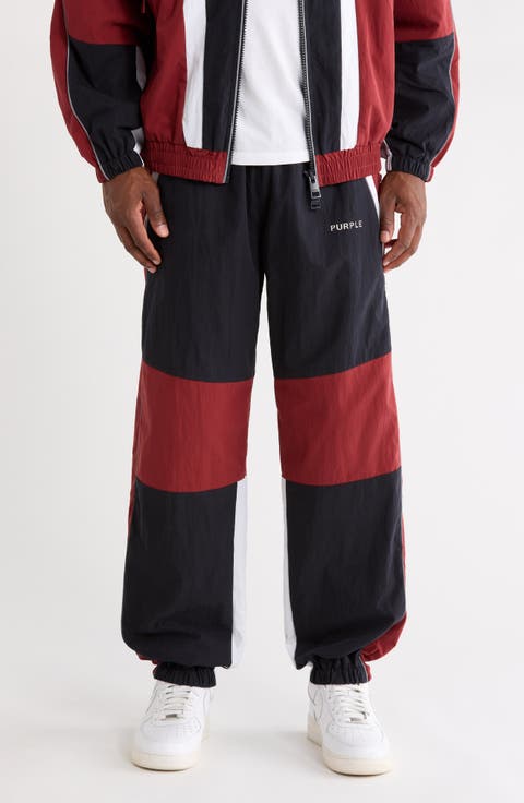 Colorblock Cotton Blend Poplin Track Pants