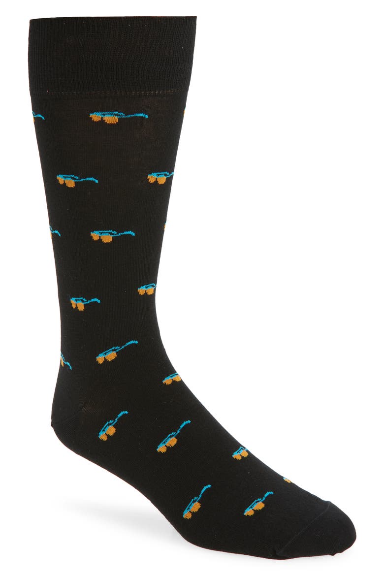 Nate Sunglasses Cotton Blend Dress Socks, Main, color, BLACK