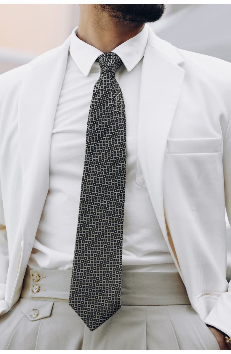 Elizabetta Ravenna - Silk Jacquard Tie for Men, Alternate, color, Black