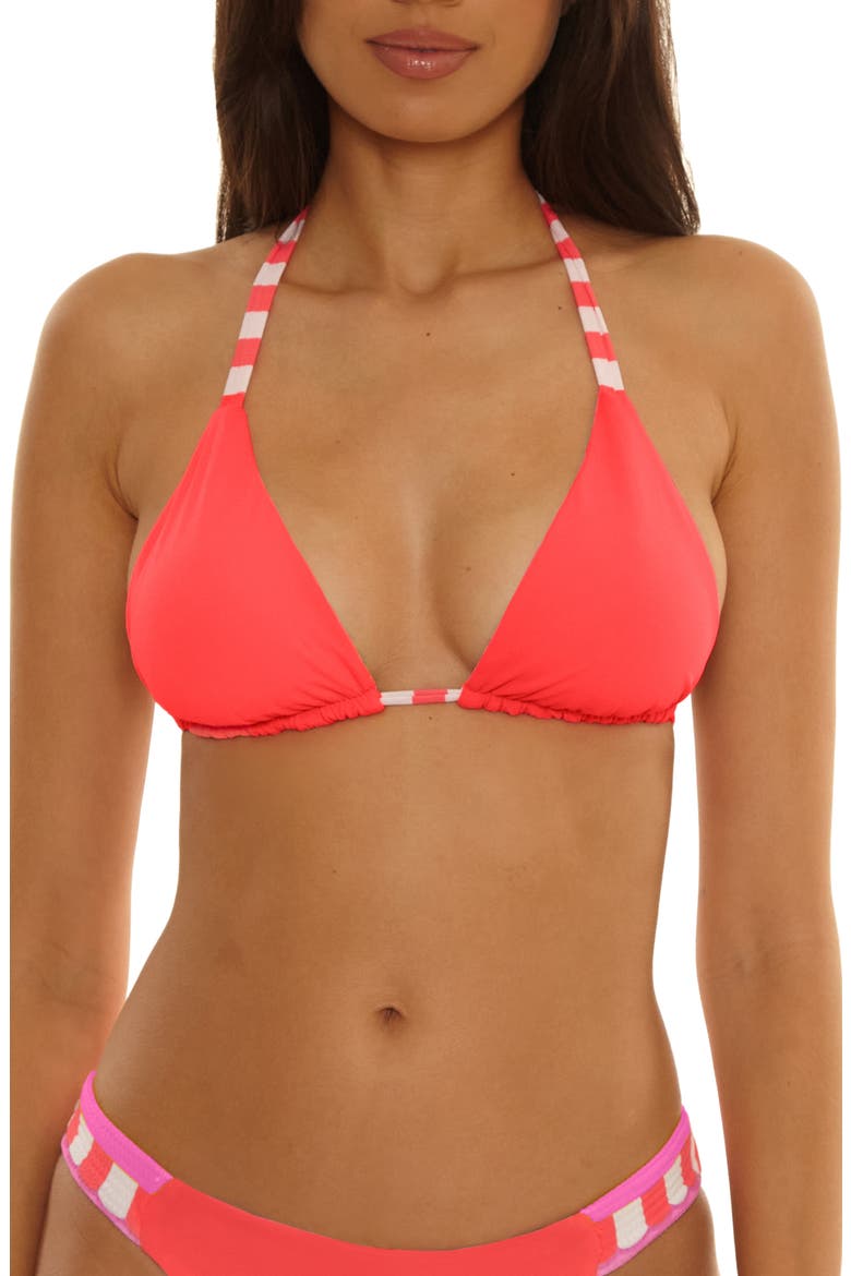 Miami Beach Reversible Triangle Bikini Top, Alternate, color, CORAL MULTI