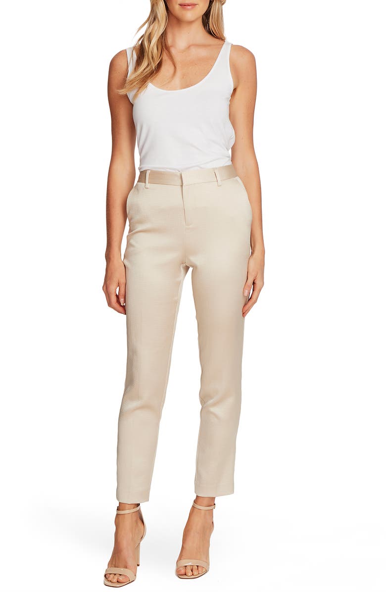 Vince Camuto Seersucker Satin Slim Leg Trousers, Alternate, color, 