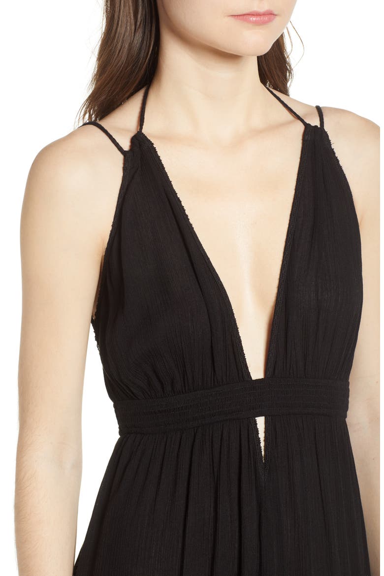 Gauze Crinkle Maxi Dress, Alternate, color, BLACK