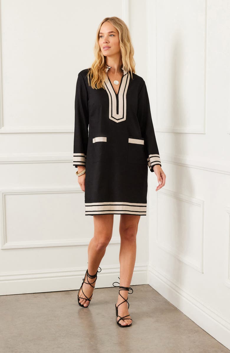 Karen Kane The Mykonos Sheath Dress, Alternate, color, Black W/ Tan