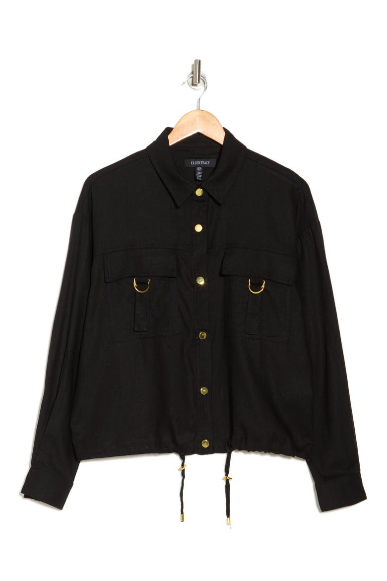 Crop Safari Jacket, Alternate, color, BLACK