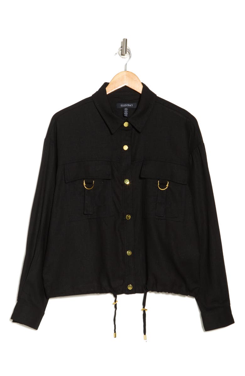 Ellen Tracy Crop Safari Jacket, Alternate, color, Black