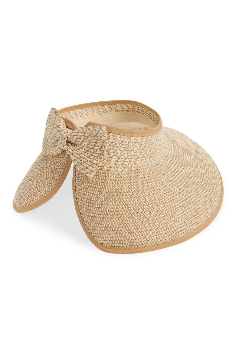 Back Bow Straw Visor, Alternate, color, NATURAL WHITE