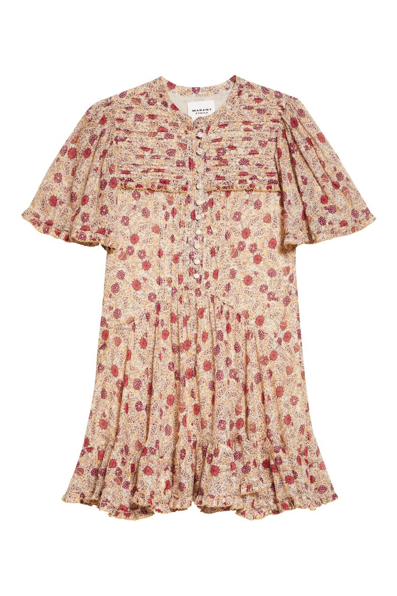 Daynia Floral Cotton Blend Dress, Alternate, color, ECRU/ RASPBERRY