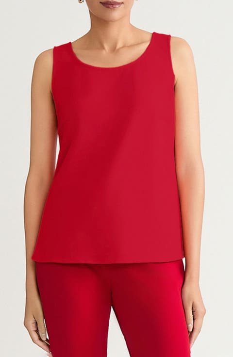 x Tanya Foster Deco Scoop Neck Stretch Crepe Tank
