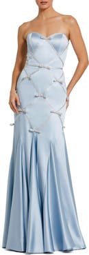 Mac Duggal 3D Bow Satin Strapless Mermaid Gown