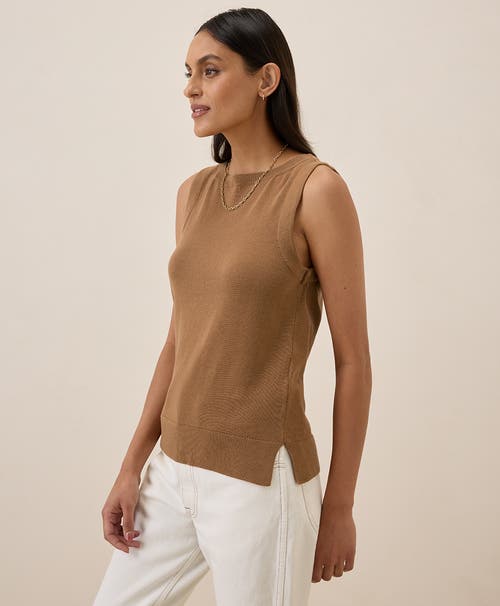 Pact Organic Cotton Classic Fine Knit Shell In Brown Sugar