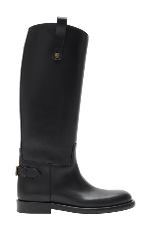 Burberry Cavalier Calf-leather Knee-high Boots In Black