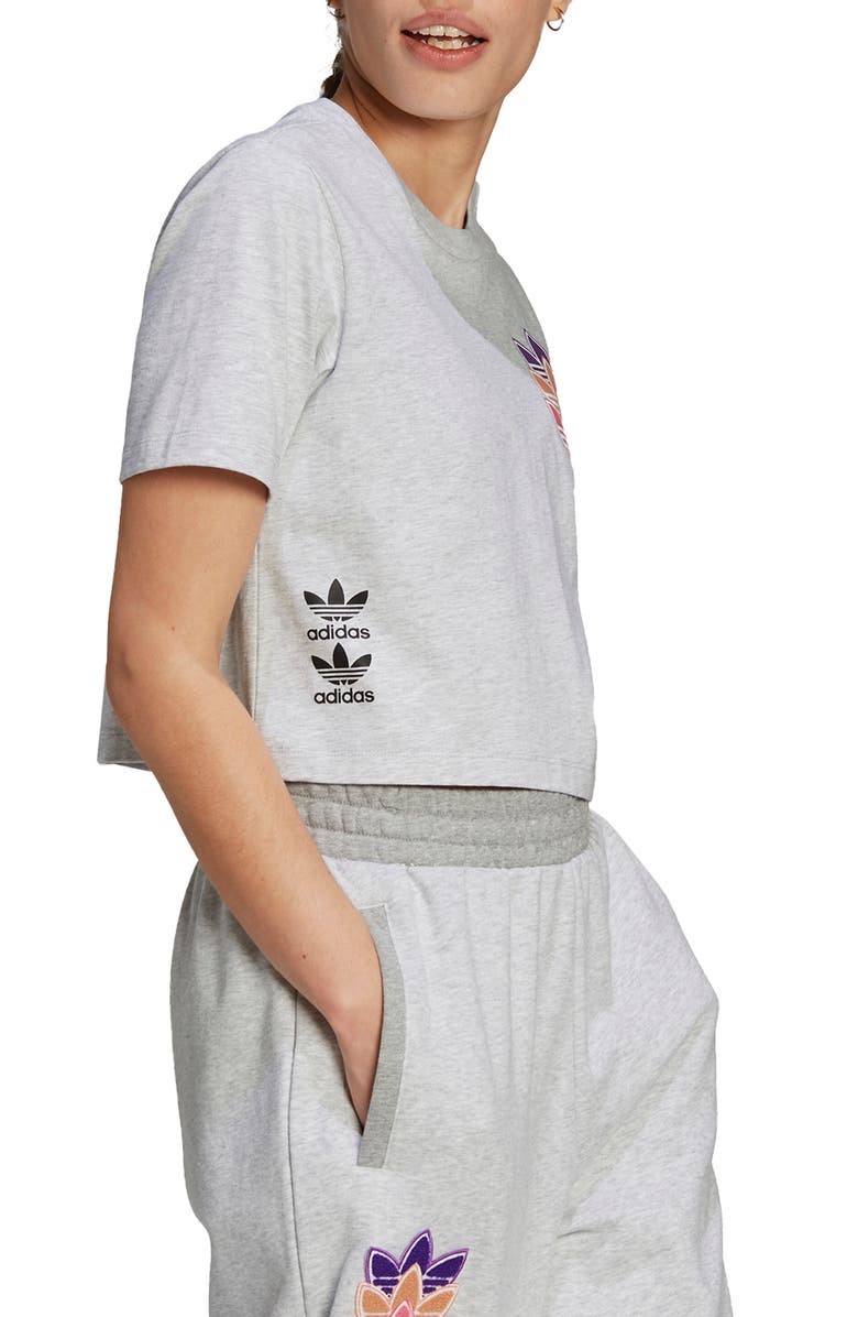 adidas Logo Play Trefoil Graphic Crop Tee, Alternate, color, 