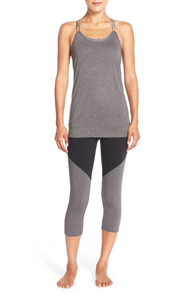 'Electra' Capri Leggings, Alternate, color, BLACK/ STORMY HEATHER