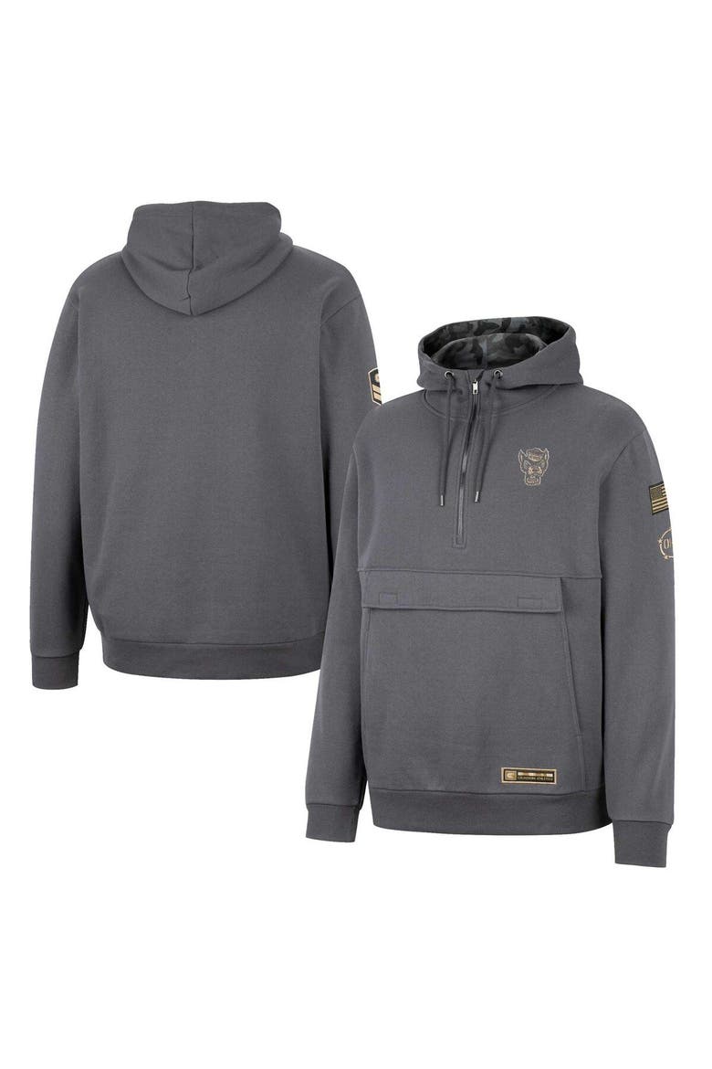 Men's Colosseum Charcoal NC State Wolfpack OHT Military Appreciation Quarter-Zip Hoodie, Alternate, color, Charcoal