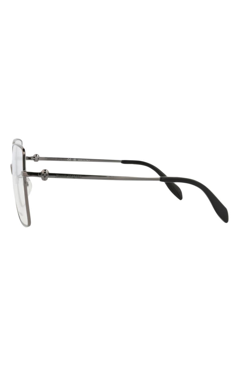 McQueen 57mm Square Optical Glasses, Alternate, color, Ruthenium Transparent