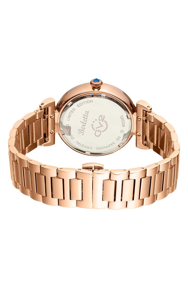 GV2 Women's Berletta Brown Dial Rose Gold Watch, 37mm - 0.0044 ctw, Alternate, color,