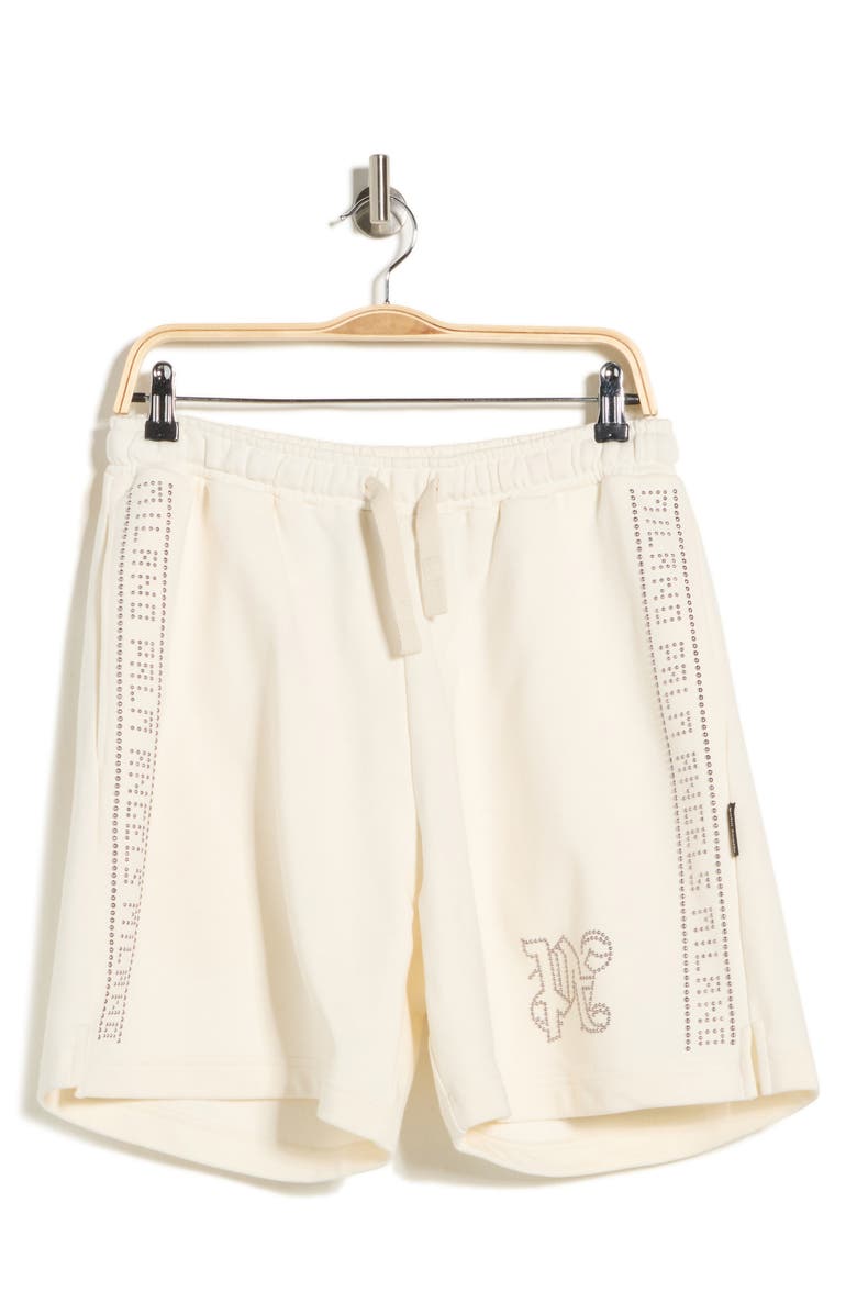 Palm Angels Studded Drawstring Shorts, Main, color, White