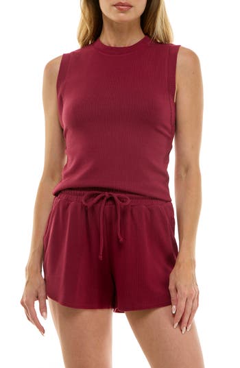 Urban Social Rib Tank Top In Burgundy