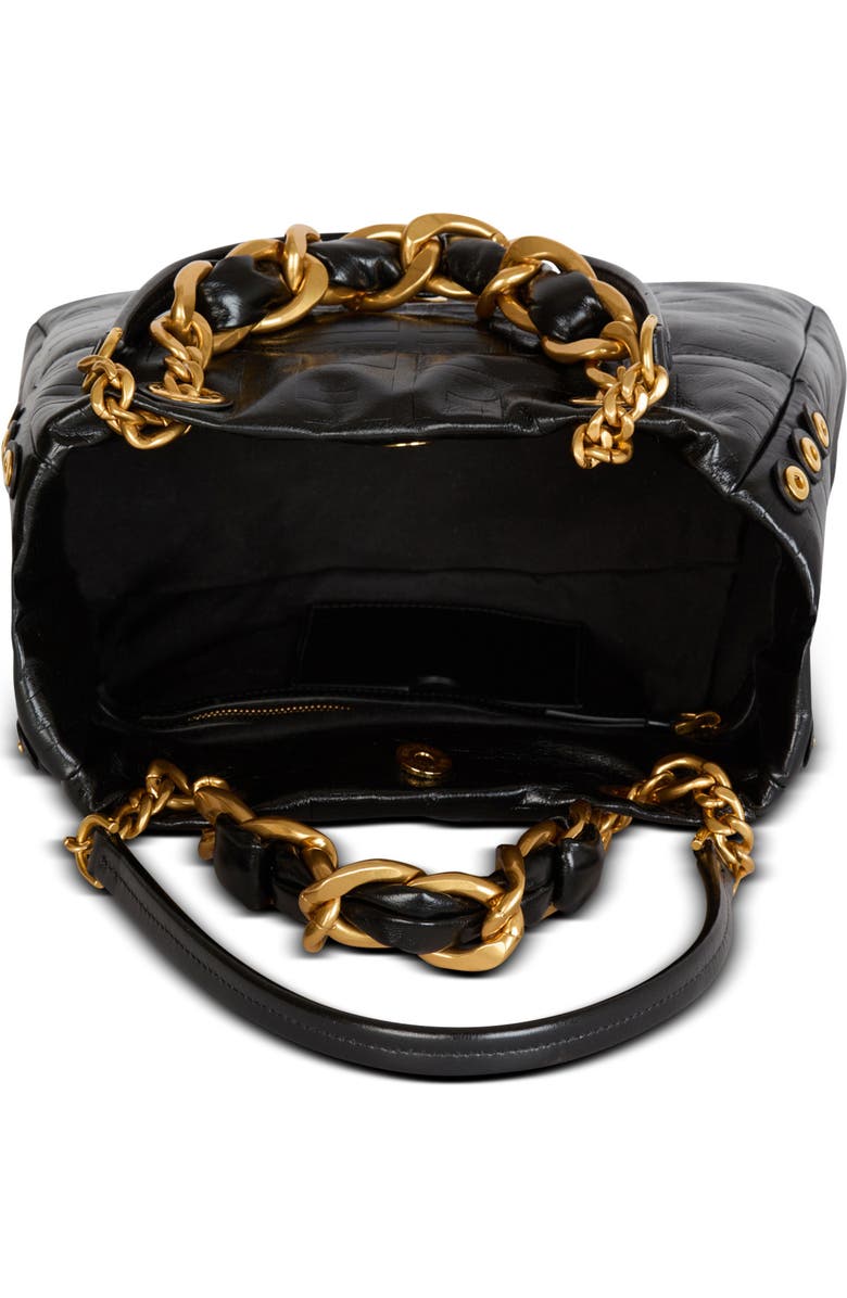 Balmain Small 1945 Soft tote bag in crackled calfskin, Alternate, color, Black