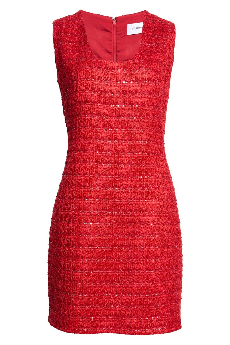 Tweed Sheath Dress, Main, color, CARDINAL MULTI