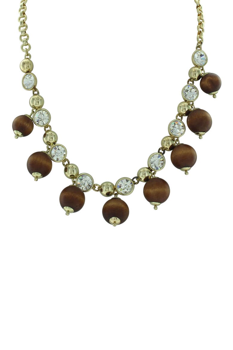 Beaded Statement Necklace, Main, color, GOLD / BROWN