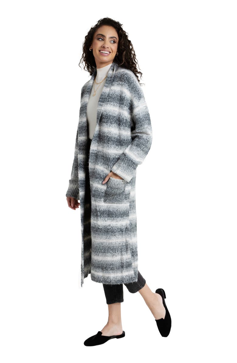 SAACHI Horizontal Stripe Longline Cardigan, Alternate, color, Grey