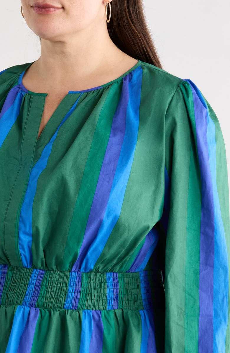 SUGARLIPS Dolary Stripe Mirana Peplum Popover Top, Alternate, color, Emerald-Blues