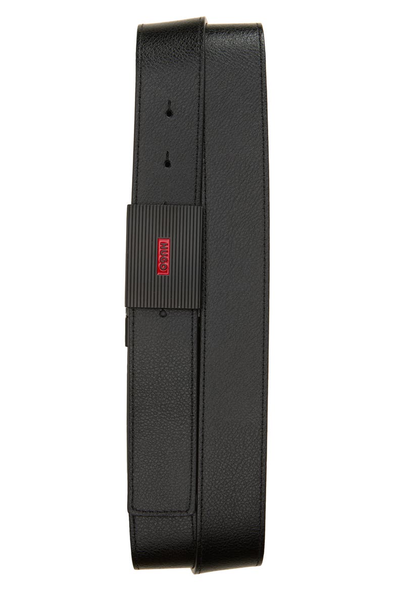 Gilbert Leather Belt, Alternate, color, BLACK