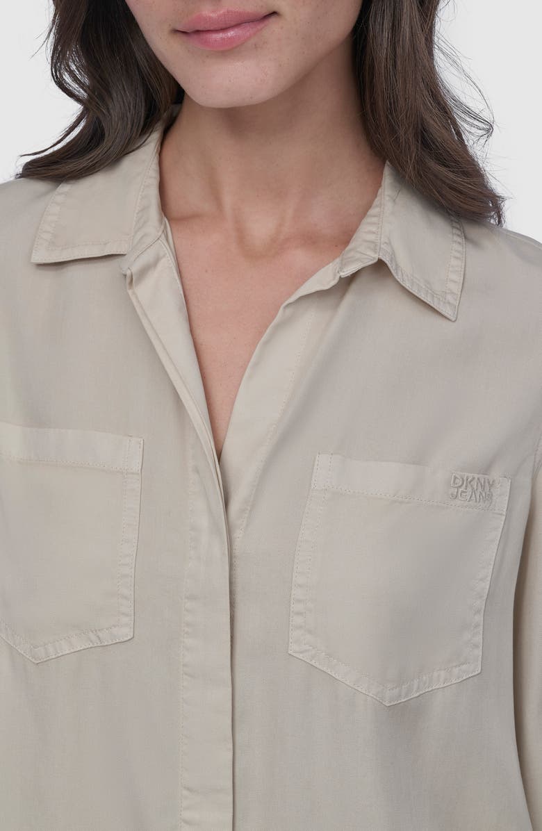 DKNY Jeans Tencel<sup>®</sup> Lyocell Chambray Button-Up Shirt, Alternate, color, Light City Khaki