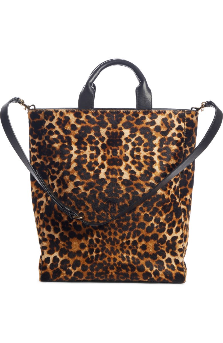 Dries Van Noten Leopard Print Genuine Calf Hair Tote, Alternate, color,