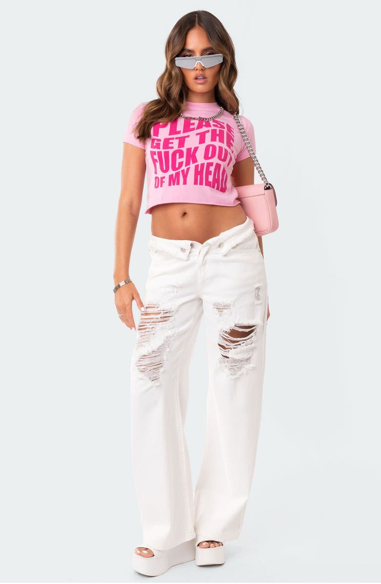 EDIKTED Ripped Foldover Boyfriend Jeans, Alternate, color, 