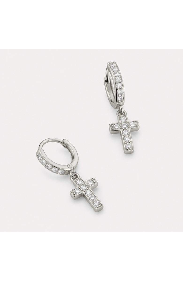 Donatello Gian Crystal Cross Earrings, Alternate, color, Silver