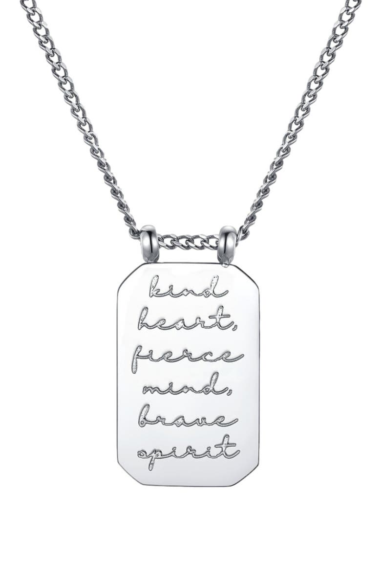 Mantra Kind Heart, Fierce Mind, Brave Spirit - Necklace, Main, color, Silver